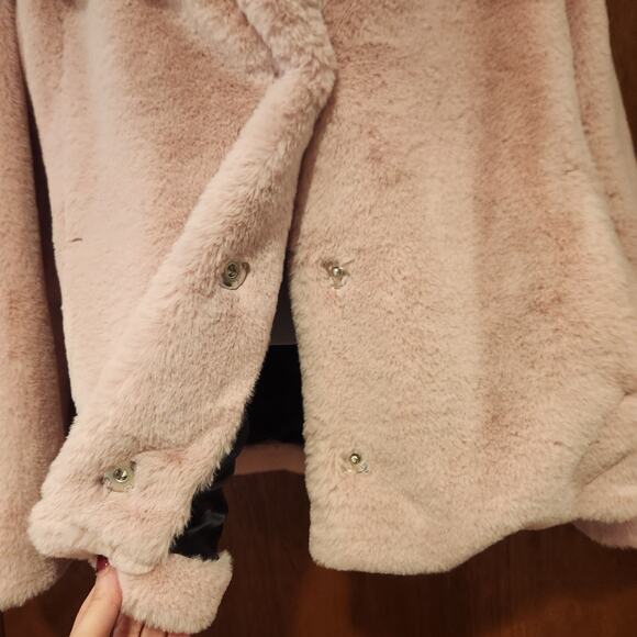 Avec Les Filles Short Faux-Fur Jacket Snap Close Color Blush Size S - Picture 4 of 8